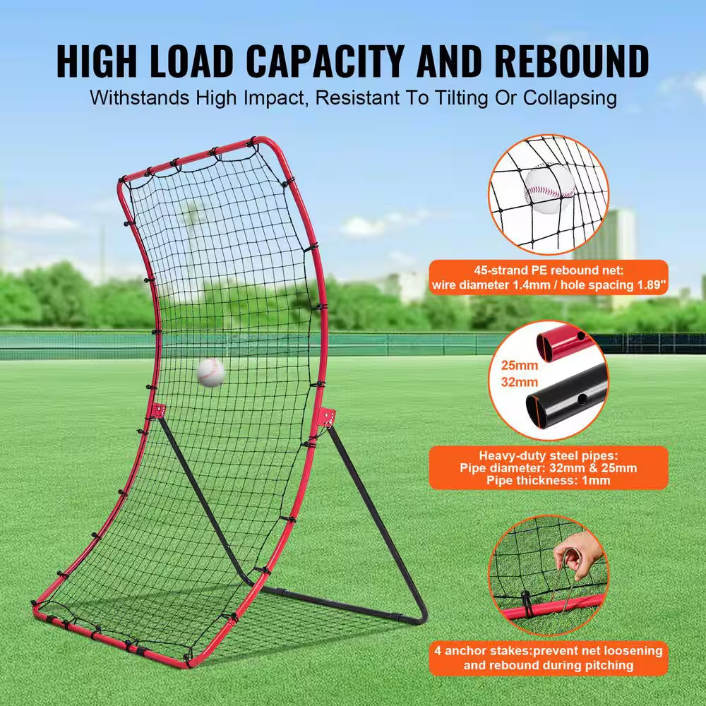 Baseball and Softball Rebounder Net, 4 X 5.5 Ft. Pitchback Baseball Pitching Nest, Pitch Return Trainer Rebound Net