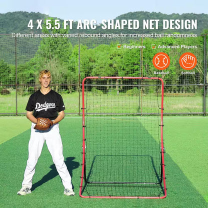 Baseball and Softball Rebounder Net, 4 X 5.5 Ft. Pitchback Baseball Pitching Nest, Pitch Return Trainer Rebound Net