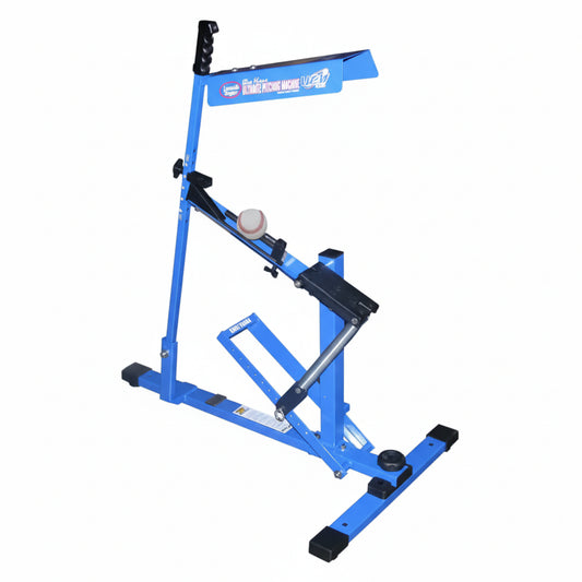 Blue Flame Pitching Machine – Manual Baseball & Softball Trainer, Throws up to 60 MPH, Youth & Adult Practice Tool
